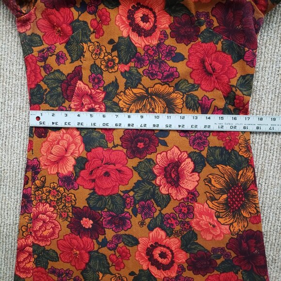 Vintage 60s Psychedelic Floral Hostess Dress Medium Barkcloth - Picture 8 of 11